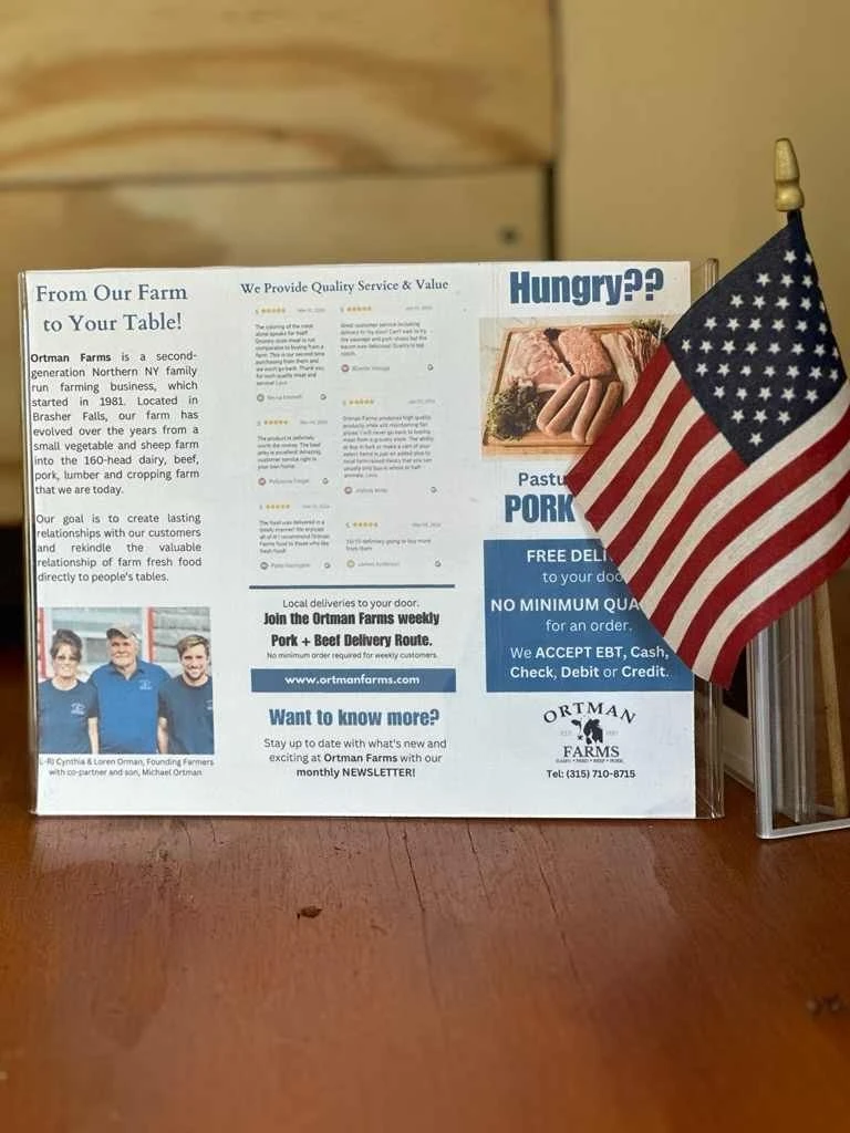 Ortman Farms brochure with American flag