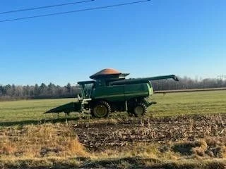 Combine harvesting in autumn