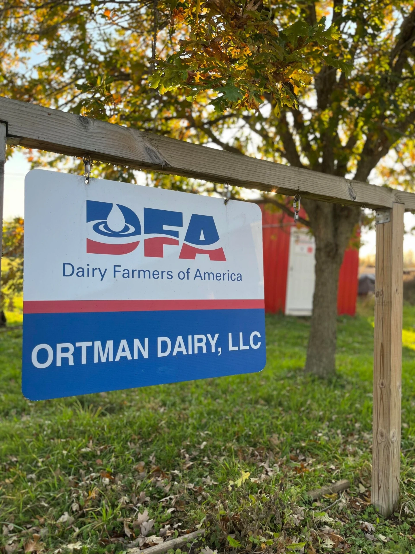 Ortman Dairy DFA sign in autumn