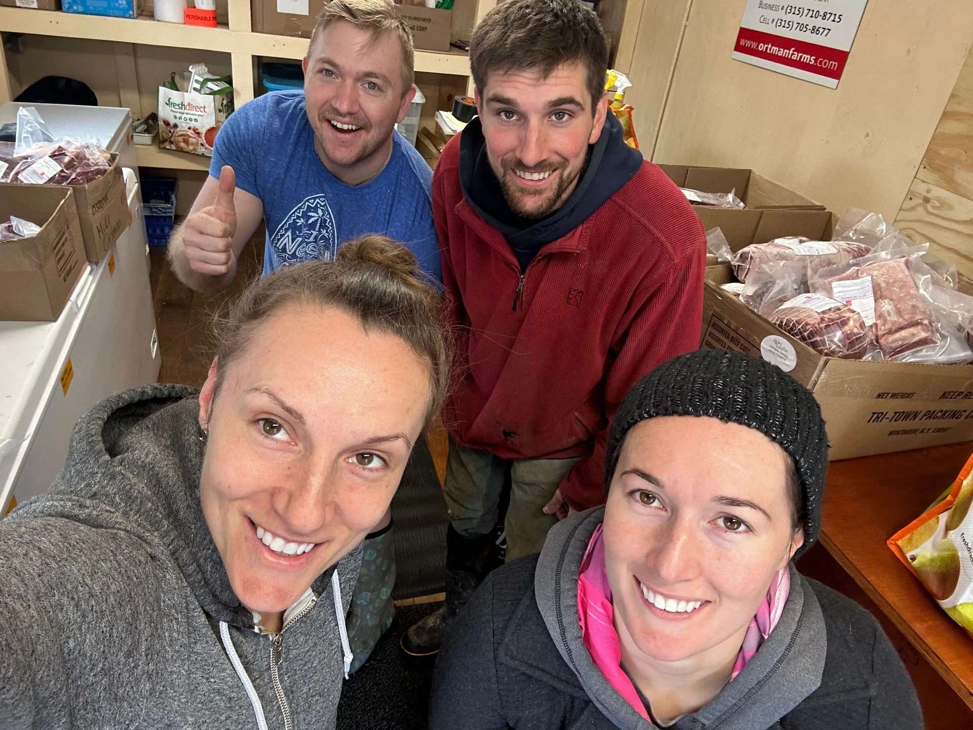 The team in the farm store