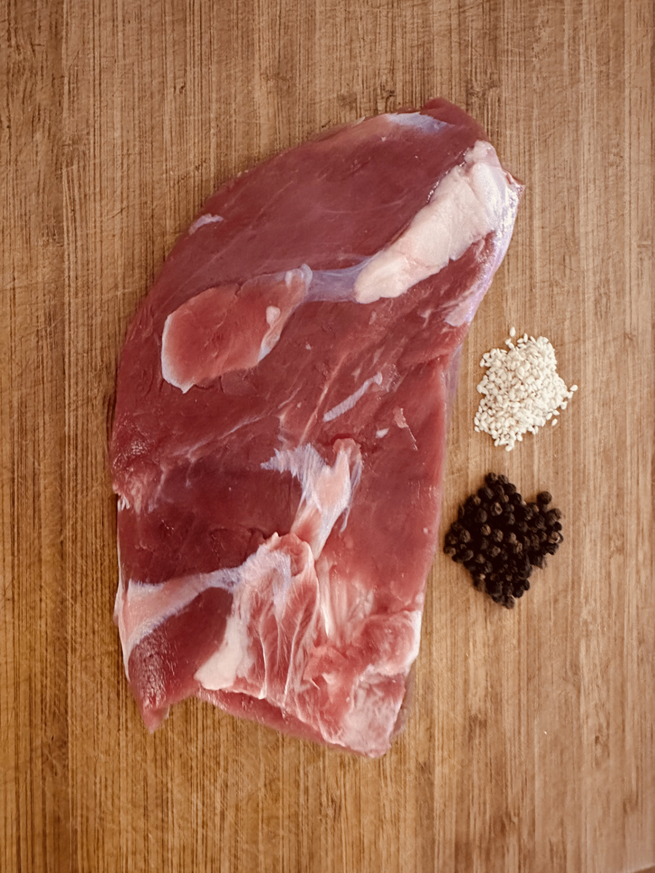 Beef shoulder cut with peppercorns