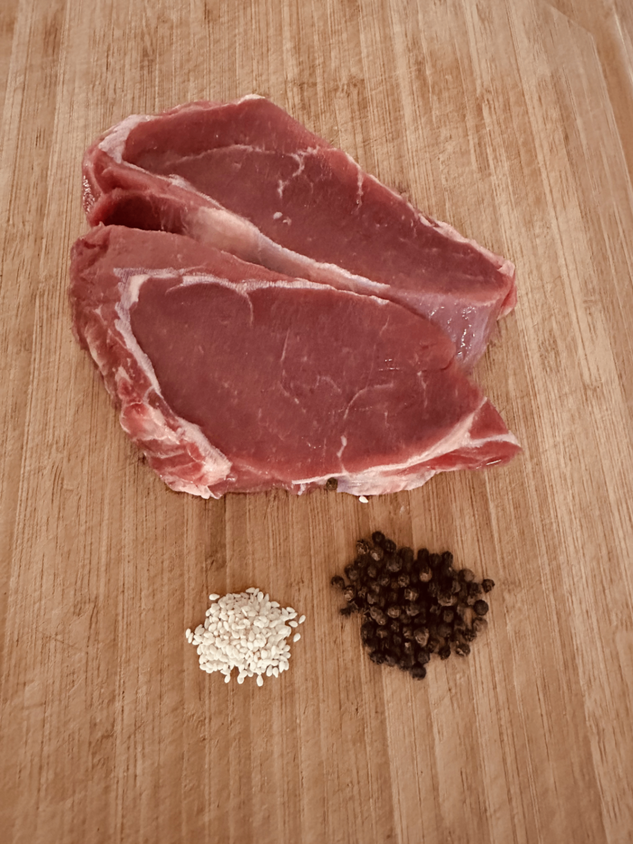 Farm-raised beef steak with seasonings